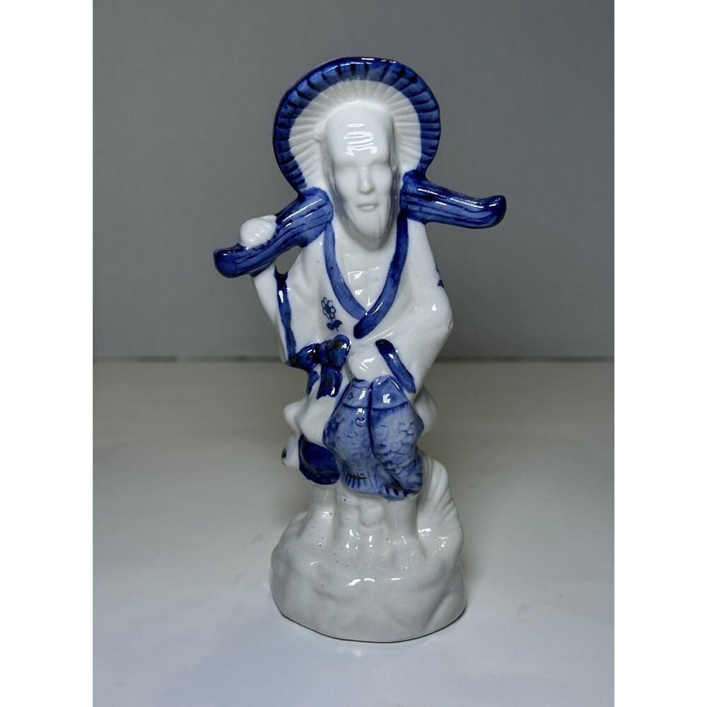 Vintage Victorian/Colonial Porcelain Man Figurine White/Blue Home Decor